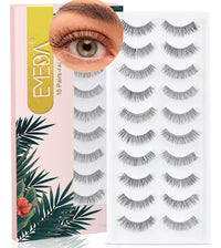 10 pairs Natural False eyelashes 3D Fake Lashes 100% Handmade Short Soft Reusable Eye Lash Transparent Strip Lashes Natural looking eyelash by EMEDA (Natural False Lashes 07)