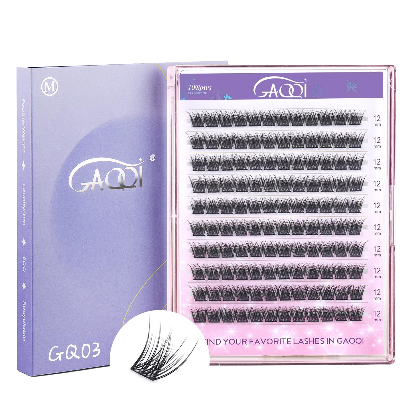 GAQQI Cluster Lashes 12mm Individual Lash Clusters 120Pcs C Curl 12 mm Eyelashes Diy Eyelash Extensions Soft Eyelashes Natural Look False Lashes At Home(GQ03-C 12mm)
