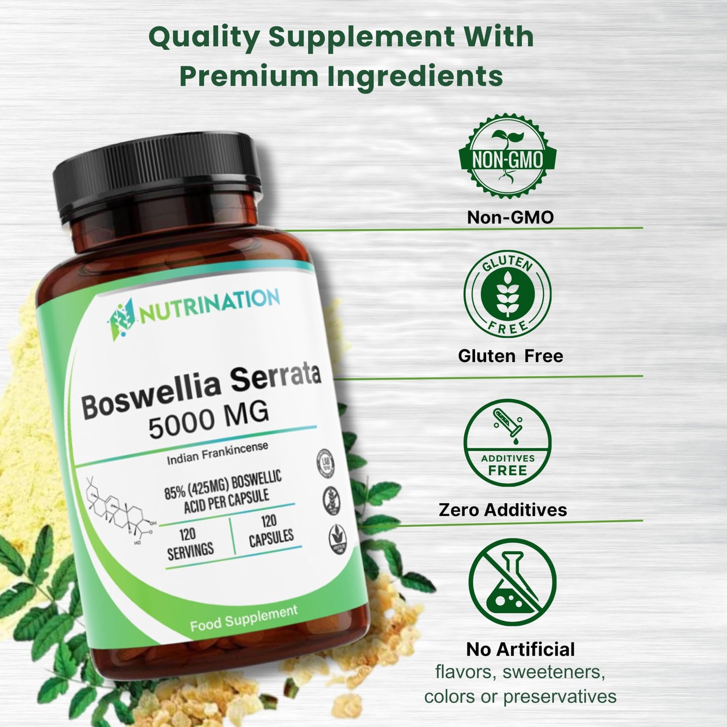 Boswellia Serrata Capsules 5000mg | Market-Leading Boswellic Acid 425mg Per Capsule | 4-Month Supply - 120 Capsules | Joint and Inflammation Support | Vegan, Non-GMO and Third-Party Lab Tested