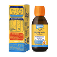 Minadex Multivitamin Liquid 150 ml – Cod Liver Oil + Vitamin C, A, B2, B3, D & E | Immune Support | Energy & Bone Health | Natural Orange Flavour | 1 Month Supply | Spoon Included | Made in UK