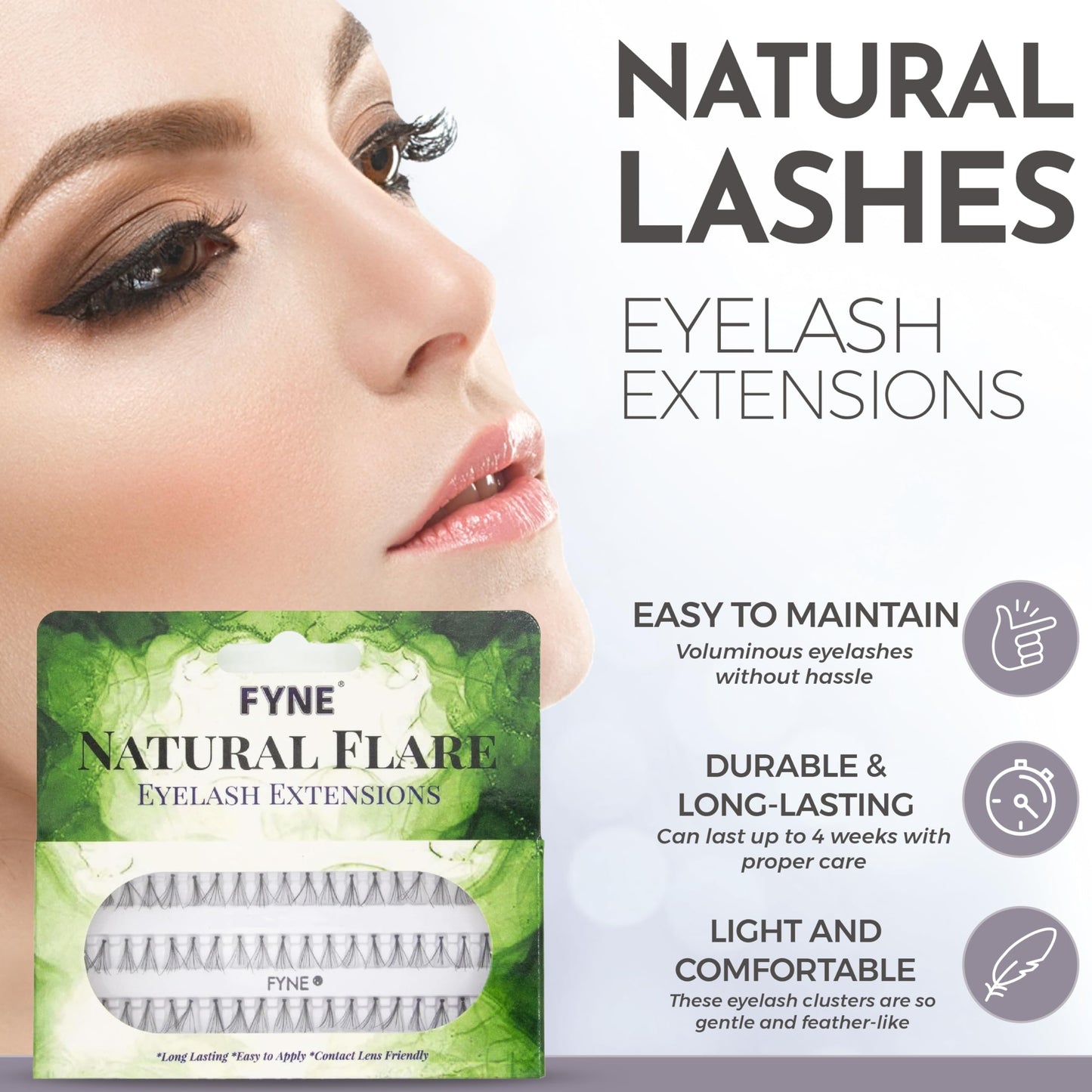 FYNE Natural Eyelash Extensions (Pack of 4, 8mm - Short)