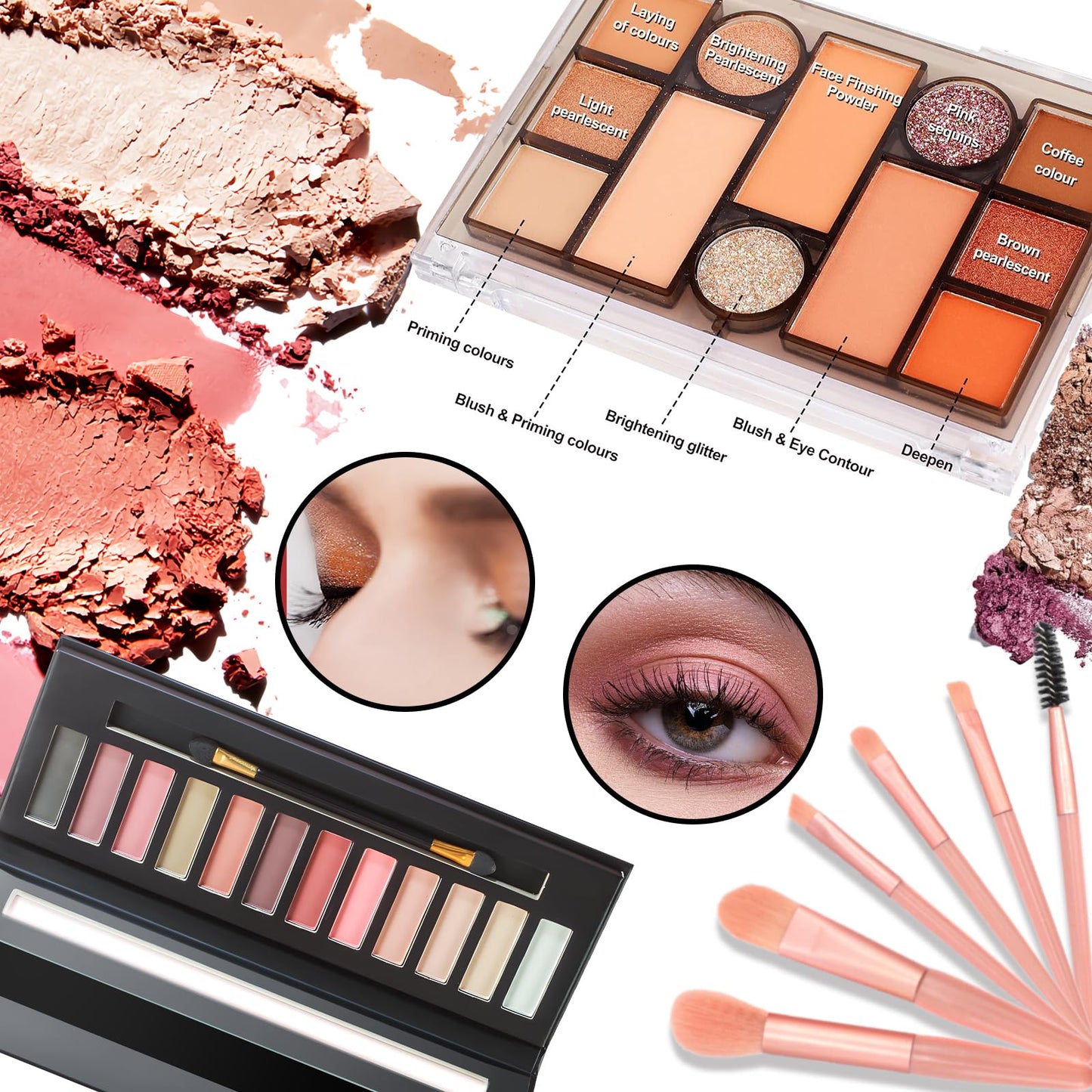 proamate Proamate All in one Makeup Set, Cosmetic Make Up Starter Kit With Storage Bag Portable Travel Make Up Palette Eyeshadow Foundation Lip Gloss Makeup Gift Set for Teenage & Adults(Kit A001)