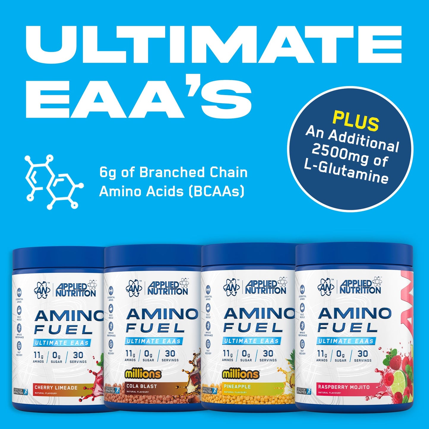 Applied Nutrition Amino Fuel - Amino Acids Supplement, EAA Essential Amino Acids Powder, Muscle Fuel & Recovery (390g - 30 Servings) (Cola Blast)