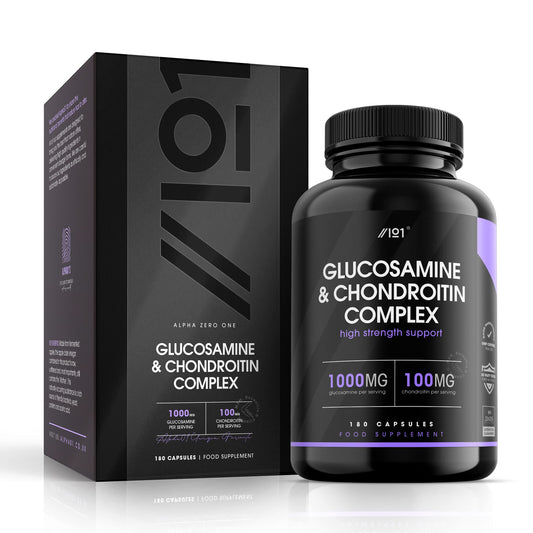 ALPHA01 Glucosamine & Chondroitin Complex - with MSM, Boswellia, Rosehip, Ginger & Turmeric - Made from Pasture Raised, Grass-Fed Bovine - Non-GMO, 180 Capsules
