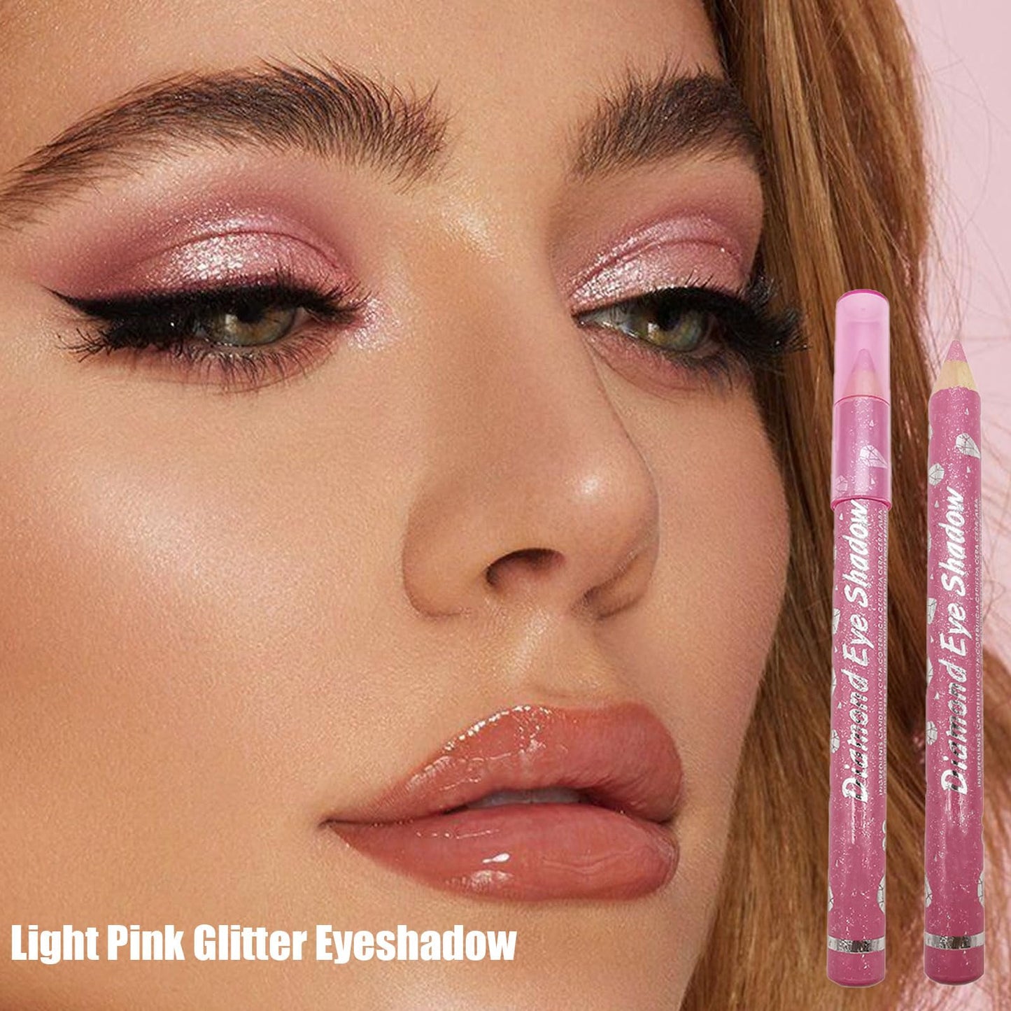 LYNTYAOU Rose Pink Eyeshadow Stick, Cream Eye Shadow Crayon Pencil, Shimmer Pearl Bright Color, Natural Glitter Eyeshadows Pen, High Pigmented Eyes Makeup Highlighter Eye Liner