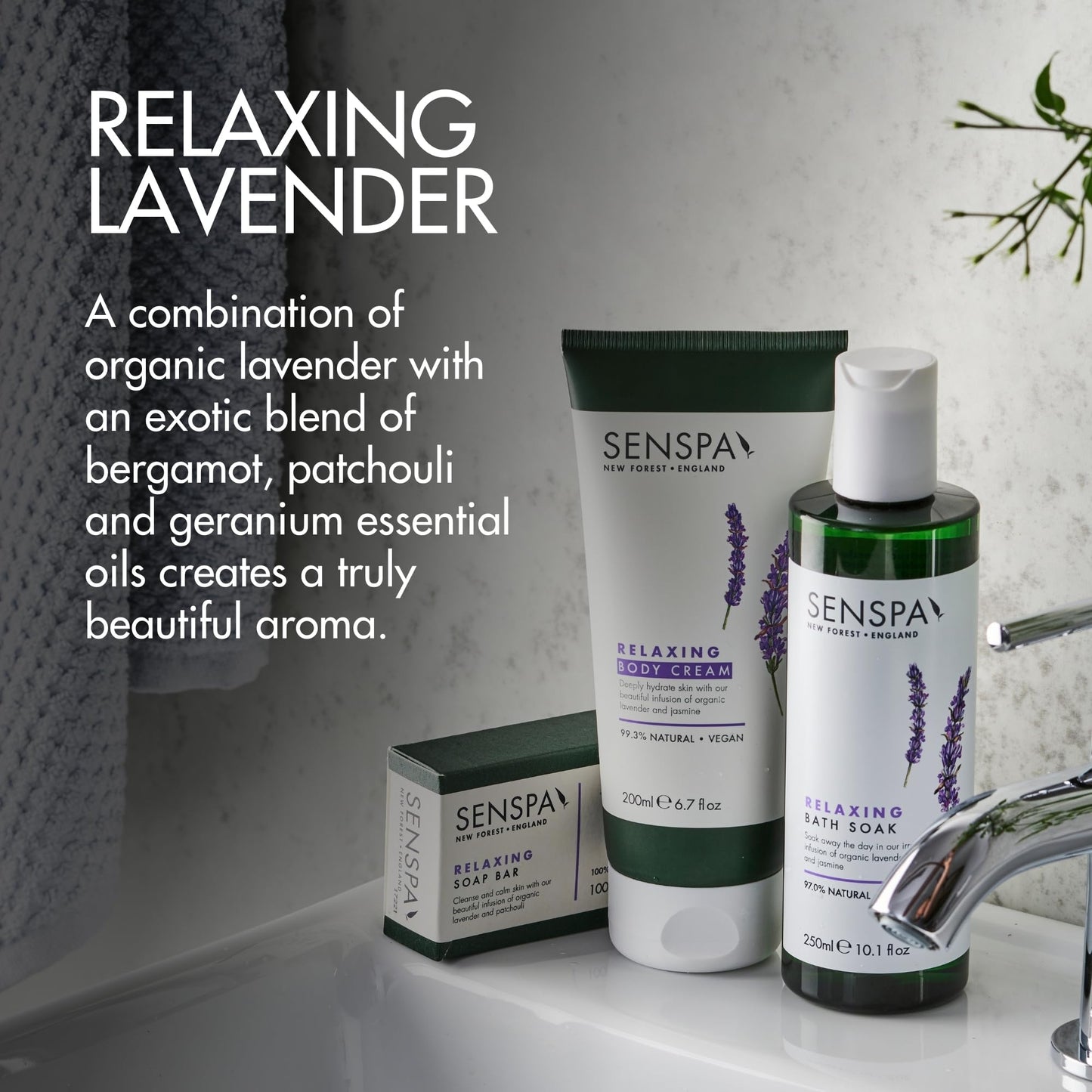SenSpa Relaxing Lavender Bath Soak - 250ml Vegan Bubble Bath for Women & Men, Luxury Natural Bubble Bath Wash with Organic Lavender, Bath Additives Spa Gifts - Mens/Womens Luxury Bath Products