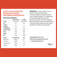 Indi Mind Supplement - Plant-Based Nootropic Powder for Brain Function - Improves Focus, Supports Memory and Combats Fatigue - Cocoa and Berry Flavour - 170g (28 Servings)