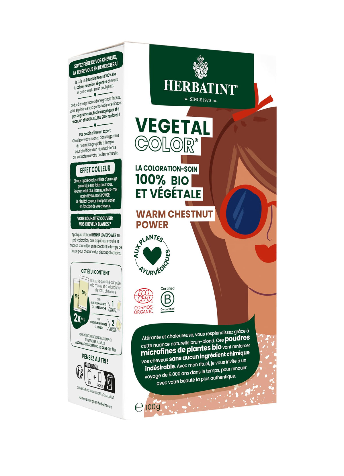 Herbatint Organic Warm Chestnut Power Vegetal Colour 100g