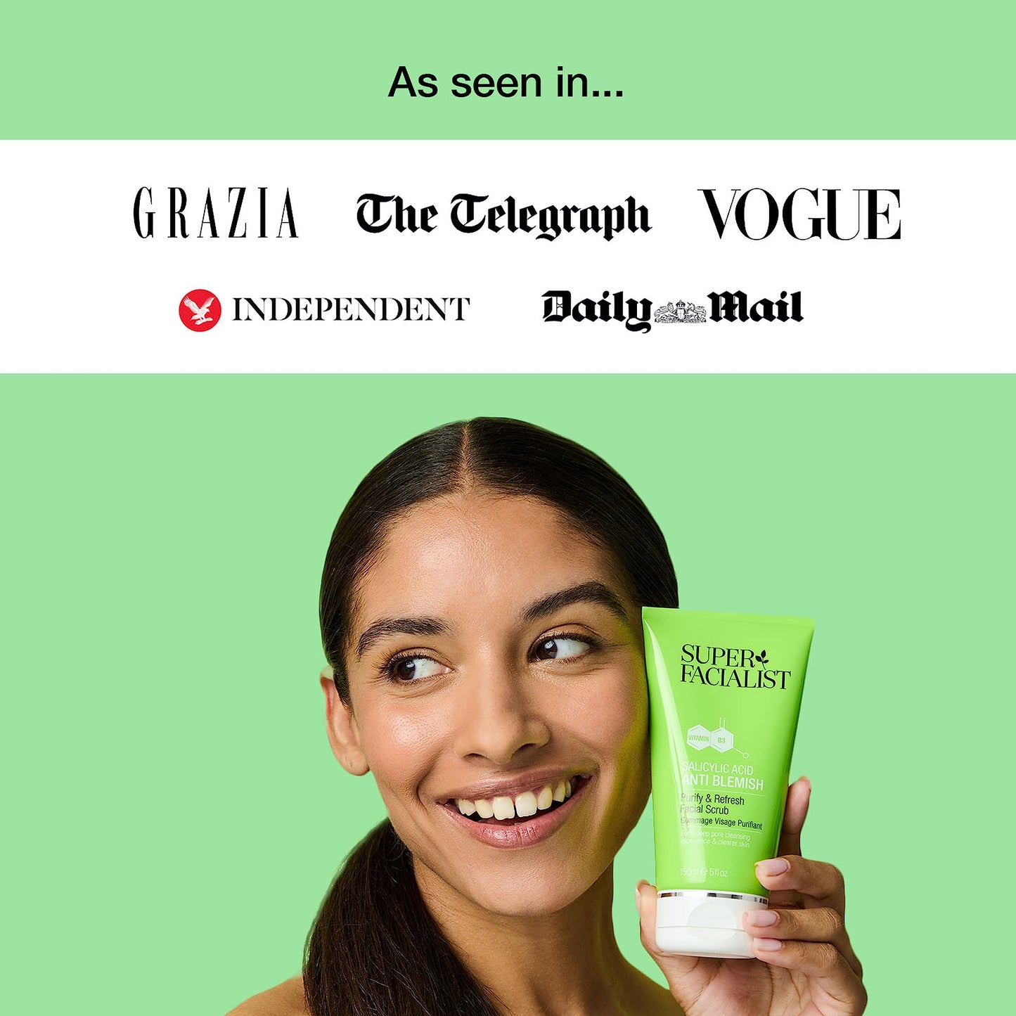 Super Facialist Salicylic Acid Anti Blemish Purify & Refresh Face Scrub - Face Wash for Acne Treatment & Blackhead Remover with Salicylic Acid & Vitamin B 3, Vegan Friendly, 150ml