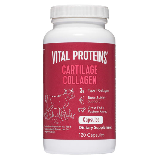 Vital Proteins Cartilage Collagen Pills, Type II Collagen & Chondroitin Sulfate Supplement for Recovery & Healthy Hair, Skin, Nails and Joints - 750 mg Serving with 120 Capsules