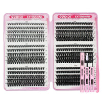 GGOKOK DIY Lash Clusters Kit 30D+40D+50D+60D+80D+100D Fluffy Volume 8-16MM Thick Eyelash Extension Kit Individual Lash Bond and Seal Lash Tweezers(30D-100D,Kit)