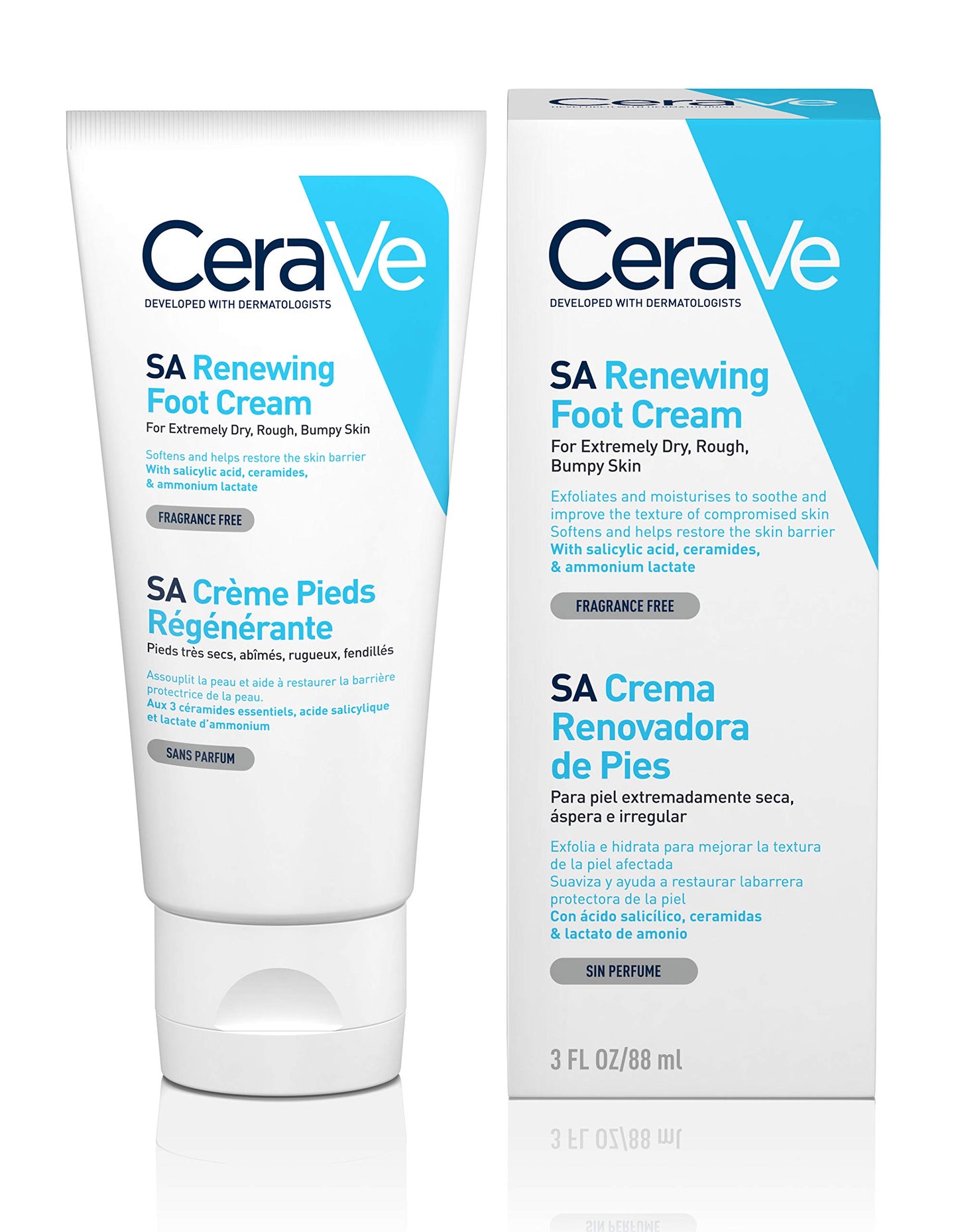 CeraVe SA Renewing Foot Cream for Extremely Dry, Rough, and Bumpy Feet 88ml with Salicylic Acid & 3 Essential Ceramides