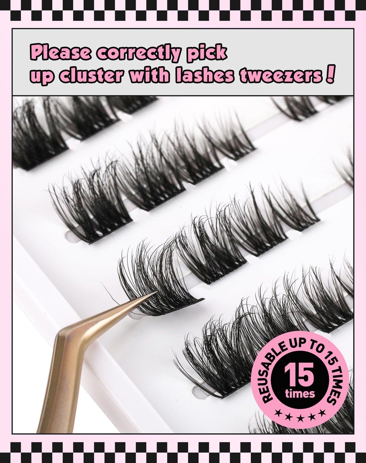 Jiocolor Lash Clusters Wispy Cat Eye Individual Lash Extensions Natural Cluster Lashes 9-15MM DIY Eyelash Extension C Curl Eyelash Cluster 7 Pairs
