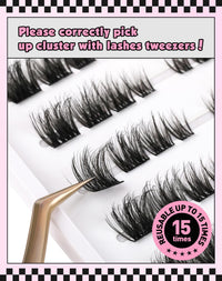Jiocolor Lash Clusters Wispy Cat Eye Individual Lash Extensions Natural Cluster Lashes 9-15MM DIY Eyelash Extension C Curl Eyelash Cluster 7 Pairs