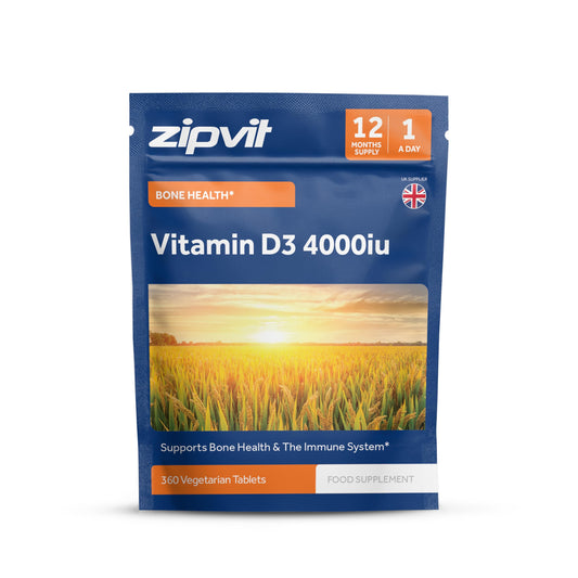 Zipvit Vitamin D3 4000 IU, 360 Maximum Strength Vitamin D Tablets, 12 Months Supply, Vegetarian, 1 a Day, VIT D3 As Cholecalciferol, Supports Bones Muscles, Immune System