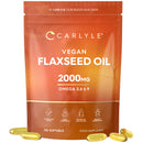 Flaxseed Oil Capsules 2000mg | 120 Vegan Softgels | High Strength Supplement with Omega 3 6 & 9 | Cold Pressed | By Carlyle