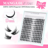 LANKIZ Manga Lashes Natural Look Lash Clusters Anime Lashes False Eyelashes Individual Lashes Extensions Korean Makeup Asian Fake Eyelashes Mink Wispy Fluffy Cluster Lashes