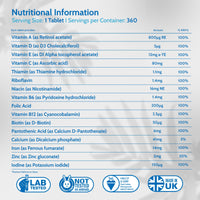 Health4All Multivitamins & Minerals One a Day 360 Easy to Swallow Tablets, 100% RDA