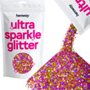 Hemway Gold Purple Holographic Mix Glitter Chunky Multi Purpose Dust Powder Arts & Crafts Halloween Decorations Costumes Scary Makeup Face Eye Body Nails Skin Hair Festival 100g