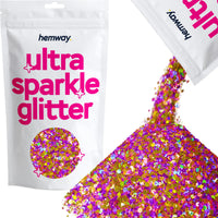 Hemway Gold Purple Holographic Mix Glitter Chunky Multi Purpose Dust Powder Arts & Crafts Halloween Decorations Costumes Scary Makeup Face Eye Body Nails Skin Hair Festival 100g