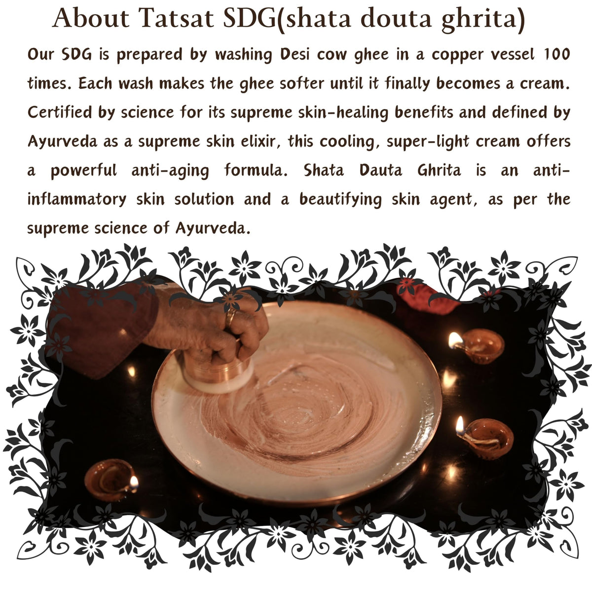 TATSAT - WELLNESS THROUGH AYURVEDA Shata Dhauta Ghrita 100 Times Washed Ghee Anti Aging Nourishing Cream Removes Stretch Marks - 30gms (Rose)