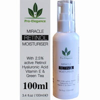 Pro-Elegance Skincare Retinol Moisturiser cream 2.5% 100ML For Day & Night with Hyaluronic Acid Vitamin E & Aloe Vera Anti Aging Face & Neck Eye Bags Dark Circles & Crows Feet