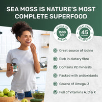 MarineOrganics Organic Sea Moss Capsules - 90 Irish Sea Moss and Bladderwrack Capsules - Iodine Tablets - UK Wild Harvested Seamoss - High Potency