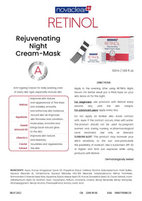 Novaclear Retinol Night Cream Mask with Retinol, Squalane, Caviar Extract and Vitamin E for Deep Nourishment, Firmness and Radiance Boost for Mature Skin - 50 ML