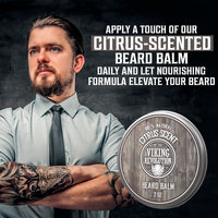VIKING REVOLUTION Viking Revolution - Beard Balm - Natural Beard Balm For Men With Argan & Jojoba Oils- Styles, Strengthens & Softens - Beard Wax - Gifts For Men - Citrus - 57 g