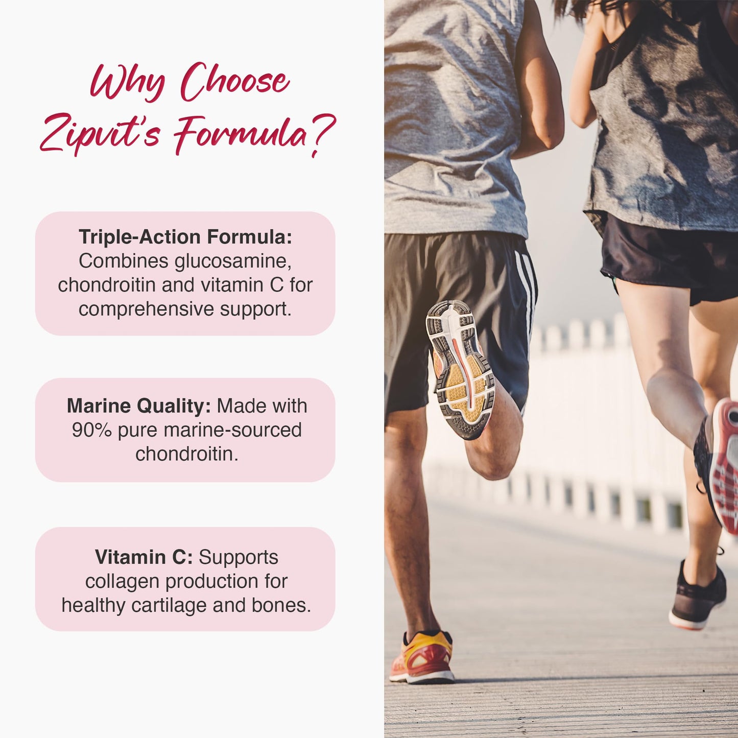 Zipvit Glucosamine and Chondroitin High Strength with Glucosamine Sulphate 1500mg, Marine Chondroitin 1200mg and Vitamin C, Joint Care Supplements for Men and Women, 120 Capsules