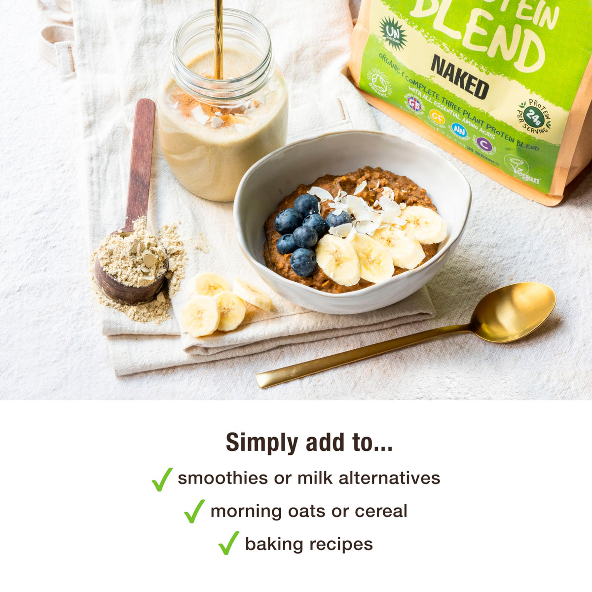 BodyMe Organic Vegan Protein Powder Blend, Naked Natural - Unsweetened, Low Carb, 3 Plant Based Vegan Protein Powder with 25g of Complete Protein, Gluten and GMO Free, 500 gm