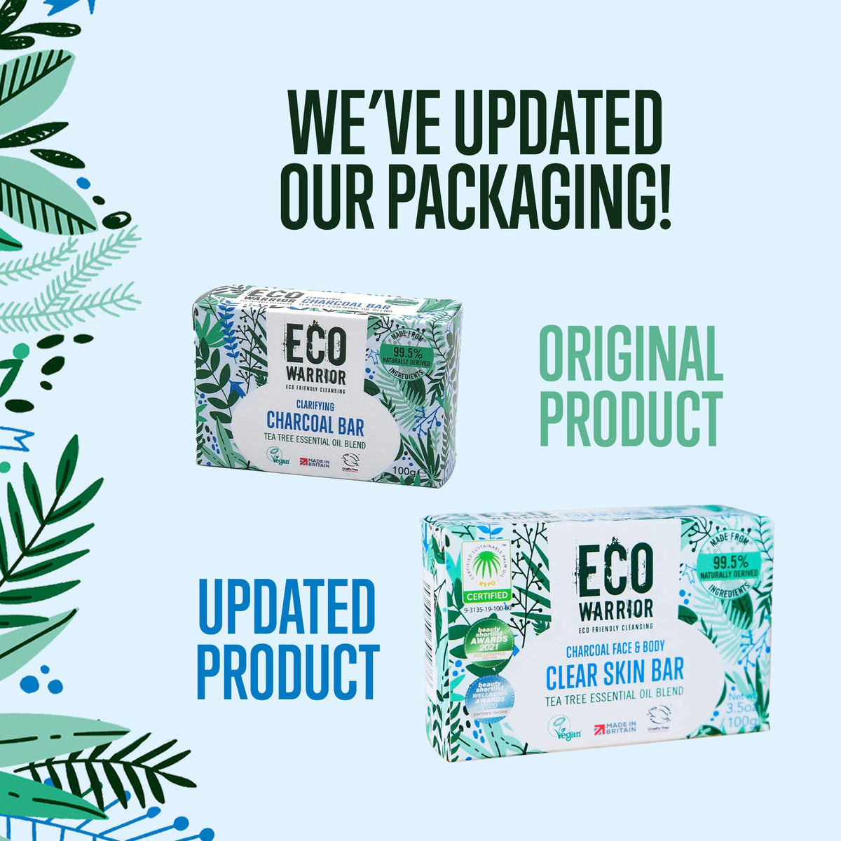 Little Soap Company Eco Warrior Charcoal Clear Skin Soap Bar | Vegan, Cruelty-Free, eco friendly, Natural | Moisturising Charcoal, Grapeseed, and Anti-Bacterial Tea Tree Essential Oils | No SLS or Parabens | 100g