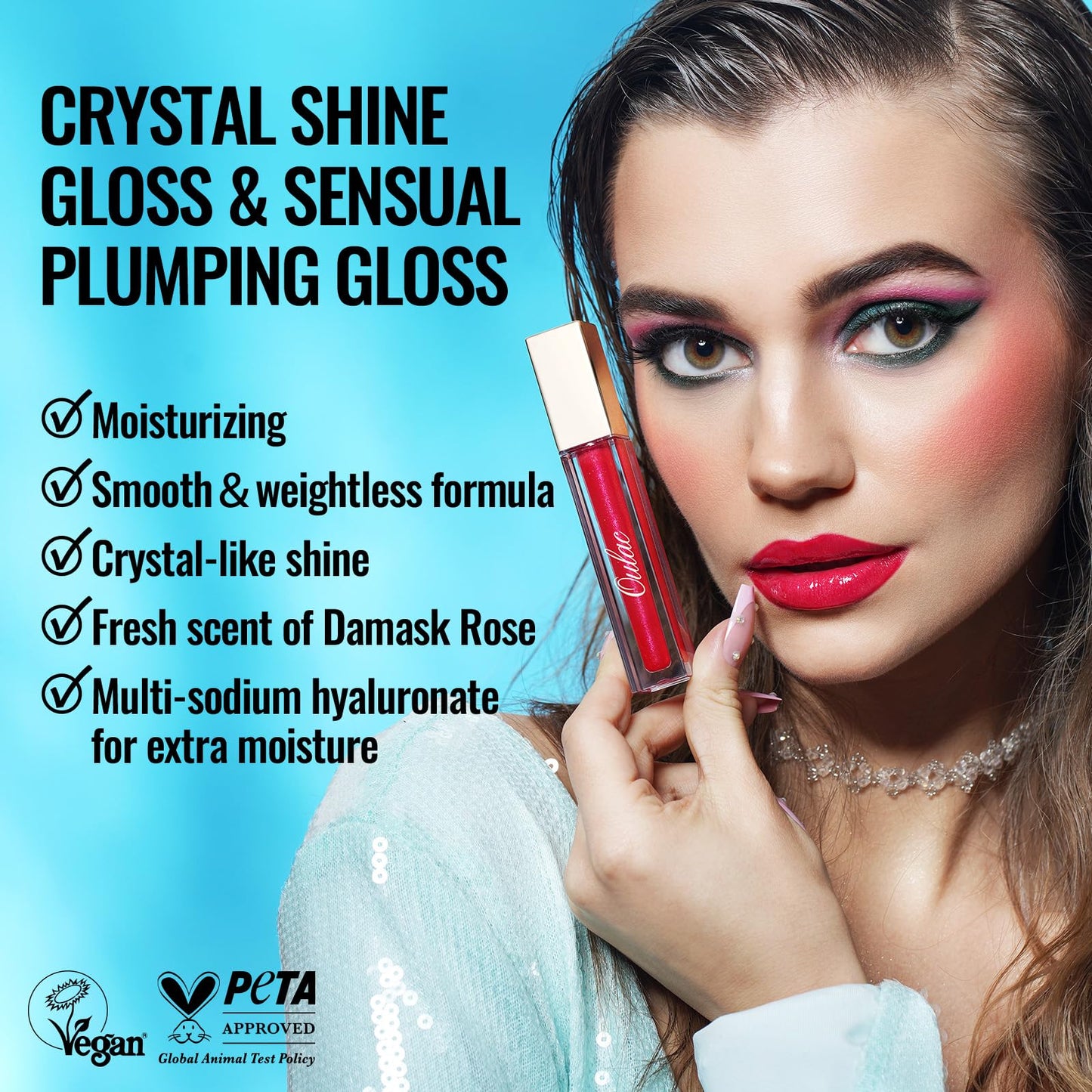 Oulac Light Orange Lip Gloss High-shine Moisturizing Lip Gloss Oil Liquid Lipstick Non-stick Cup Glitter lipstick Lip Tint Reduce Fine Lines Lip Glaze For Dry Lip C02