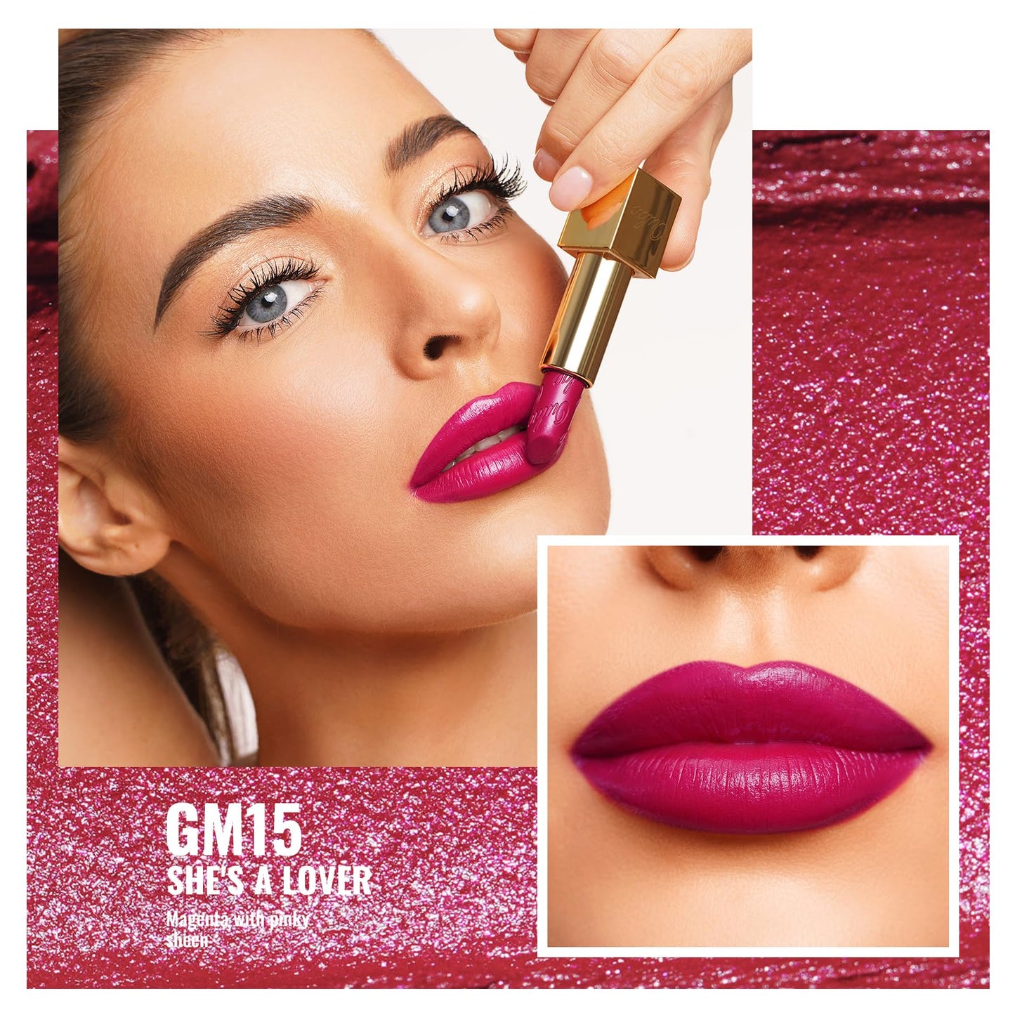 Oulac OULAC Glow Metallic Shine Pink Lipstick, Rose High Impact Lipcolor, Lightweight Soft and Ultra Hydrating, Long Lasting, Vegan & Cruelty-Free, Full Coverage Lip Color 4.3 g/0.15 GM15 She's A Lover