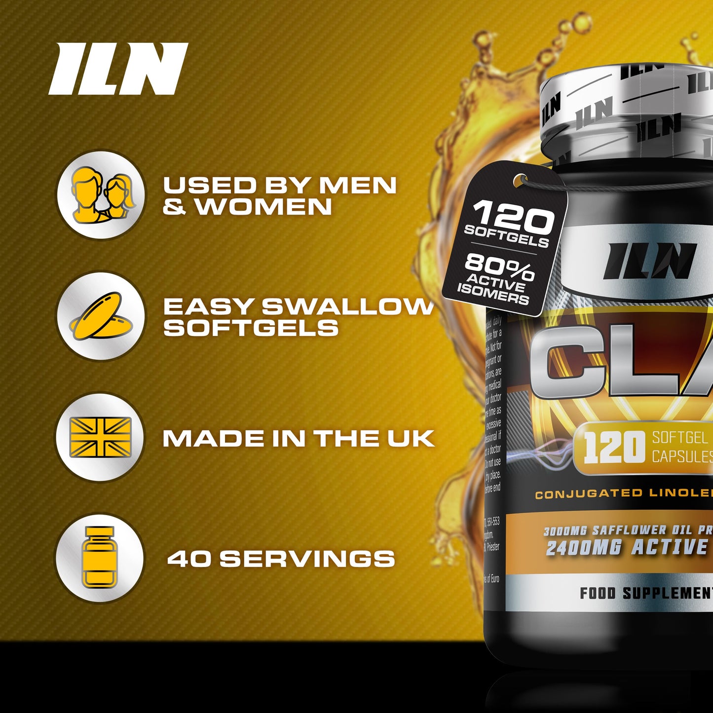 Iron Labs Nutrition CLA Supplement High Strength for Metabolism – 3000mg per Serving with 80% Active Isomers for 2400mg Active CLA Tablets – Suitable for Men and Women (120 Softgel Capsules)