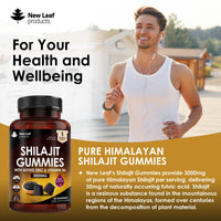 Shilajit Gummies - Enriched with Zinc & Vitamin B6 - High Strength 3000mg Pure Himalayan Shilajit Gummies Providing 50mg Fulvic Acid - Berry Flavoured, Vegan Shilajit Gummies by New Leaf