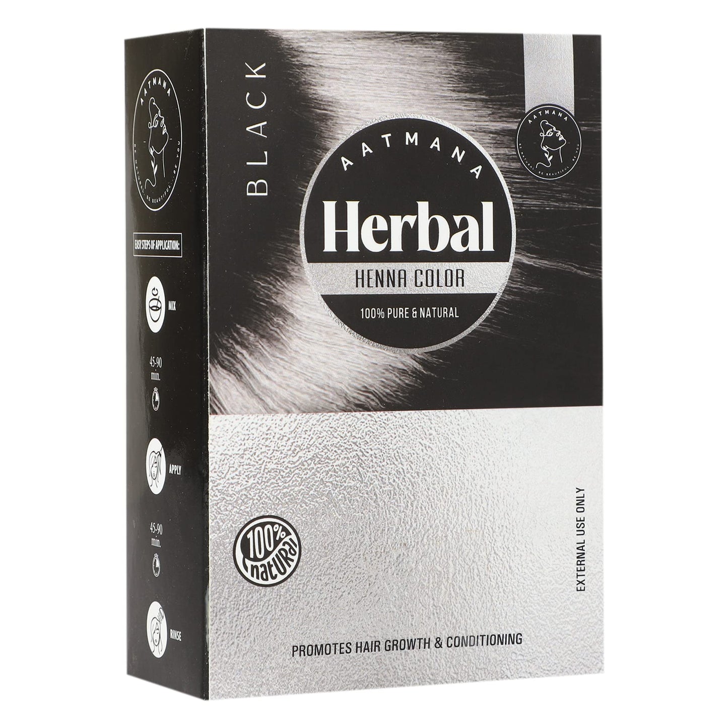 AATMANA Herbal Black Henna Hair Color with Goodness of 9 Herbs | Black Henna Mehndi for Hair, Make Hair Soft & Shiner Natural Hair Color for Men & Women 100g