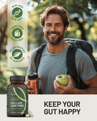 Honest Herbs Psyllium Husk Capsules with Probiotics - Fibre Supplement Complex 1400mg - 60 Capsules - 6 Billion Probiotics 5 Strains