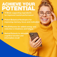 Brain Boost Nootropic High Strength Focus Supplement for Memory, Mood & Clarity with Lions Mane, Ginkgo Biloba, Bacopa, L-Carnitine, Guarana, L-Tyrosine, Rhodiola Rosea, Vitamin B12, B3, B6, & Folate