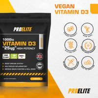 Vitamin D 1000 IU (25mcg) Vegan 180 VIT D Tablet 6 Months Supply for Maintenance of Healthy Immune System, Muscles, Bones & Teeth Vitamin D3 Cholecalciferol Made in The UK by PROELITE