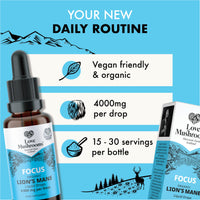 Love Mushrooms - Organic Lions Mane Supplement - 4000mg per 1 ml - Liquid Drops for Focus and Memory Support - Vegan and Made in The UK - Mushroom Drops with Sweet Taste - 30ml