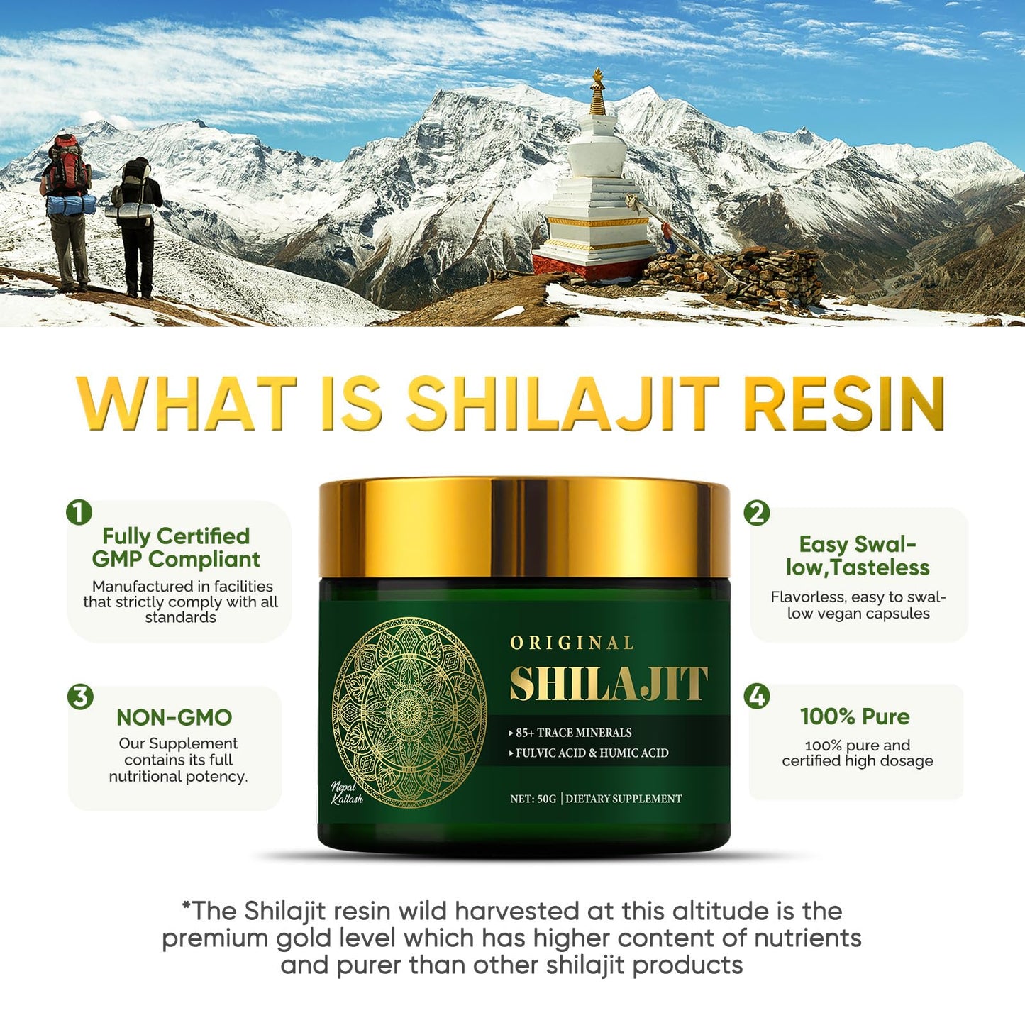 SCOBUTY Shilajit Resin Himalayan 50ML, Pure Organic Shilajit with 85+ Trace Minerals and Fulvic Acid, Natural Supports Energy