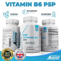 Freak Athletics Vitamin B6 P5P 50mg - Activated Vitamin B6 - Pyridoxal-5'-Phosphate Tiredness and Fatigue Supplement - 60 Capsules