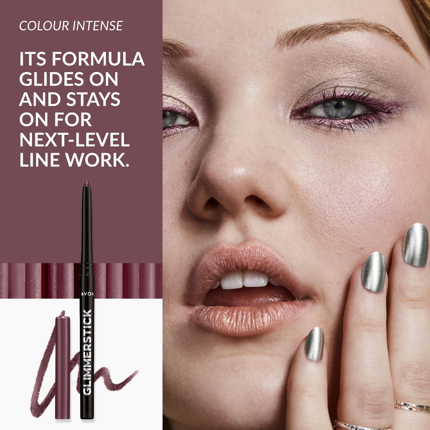 Avon Glimmerstick Eyeliner Majestic Plum, Soft-Glide Formula, Bold and Intense Colour, Waterproof, Smudge-Proof Colour That Lasts All-Day, Cruelty Free
