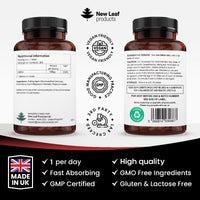 NEW LEAF PRODUCTS Iodine Tablets 500mcg 365 (1 Year Supply) Vegan High Strength Tablets Iodine Supplements, Natural Source of Iodine from Potassium Iodide GMO Free, GMP, Made in UK by New Leaf