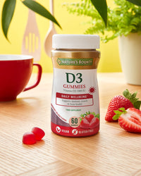 Nature's Bounty Vitamin D3 1000 IU Gummies - Pack of 60 Coated Capsules - Supports Immune, Bone, and Muscle Health - Vegan and Gluten Free