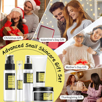 BECHOICEN Advanced Snail Mucin Skincare Set For Teen Girl, Anti Wrinkle & Repair Face Skin Care Gift Set With Face Wash, Toner, Serum, Face Cream, Eye Cream, 5PCS Peptides Snail Mucin Kit Travel Size For Women