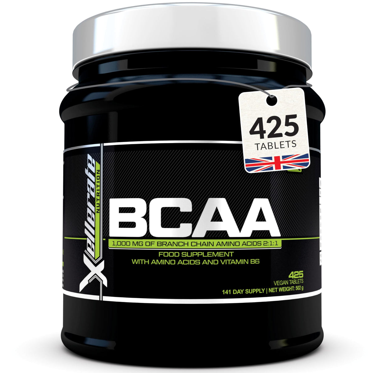 Xellerate NUTRITION BCAA Amino Acid Tablets - 3000mg per Serving - 425 Vegan Tablets not Capsules or Powder - Supplement with Vitamin B6 2:1:1 - Made in The UK - Xellerate Nutrition