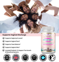 Vaginal Probiotics for Women pH Balance - Prebiotics & Probiotic Blend, Natural Vaginal Health & Urinary Tract Supplement with Cranberry, Garlic & More, Vegan, Non-GMO, Gluten-Free, 60 Caps