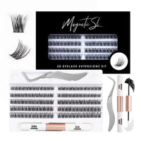 Magnetic SL Individual Lashes 120 Cluster Lashes 3D False Eyelashes Natural Look D Curl Reusable Fluffy Lash Extension Kit with Applicator and Lash Bond and Seal DIY Cluster Eyelash Extensions Mix 10-16MM-DM01